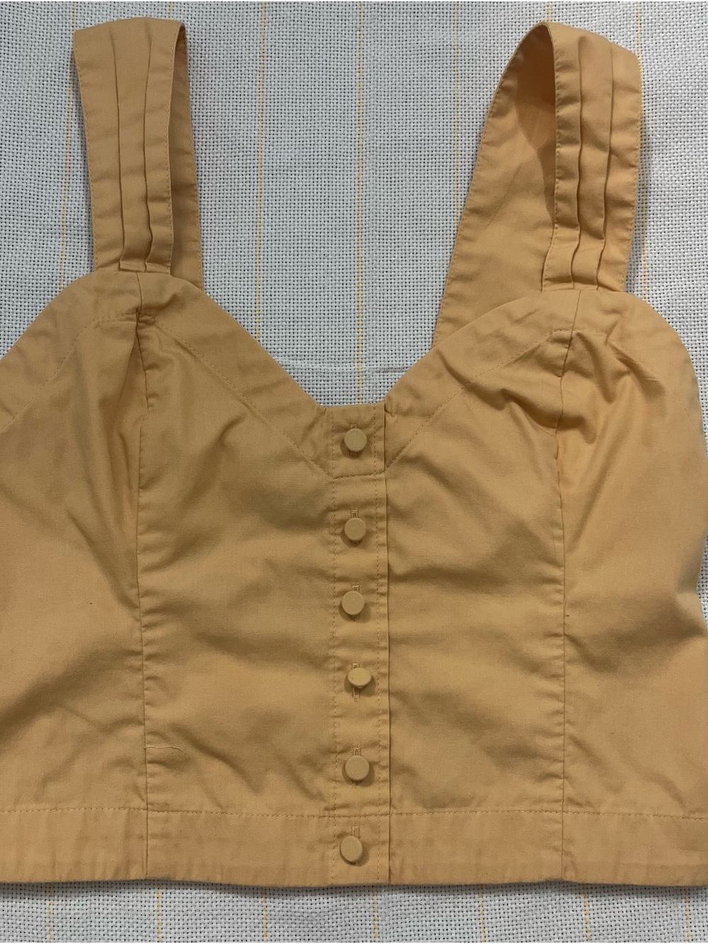 Abercrombie & Fitch Mustard Button-Front Crop Top
